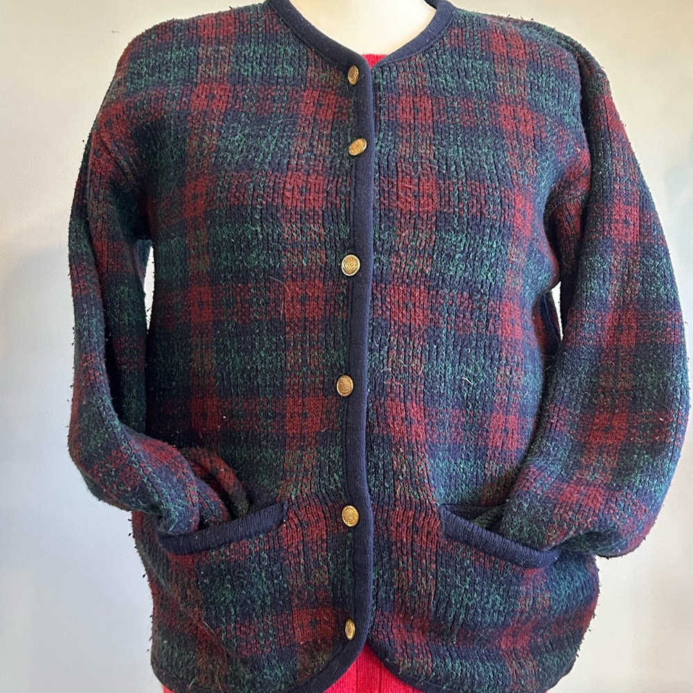Plaid Button-Up Women's Sweater